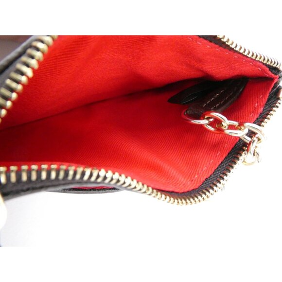 Dooney & Bourke Burgundy Quilted Leather Keychain Wallet Card Holder With Zipper - Picture 7 of 16